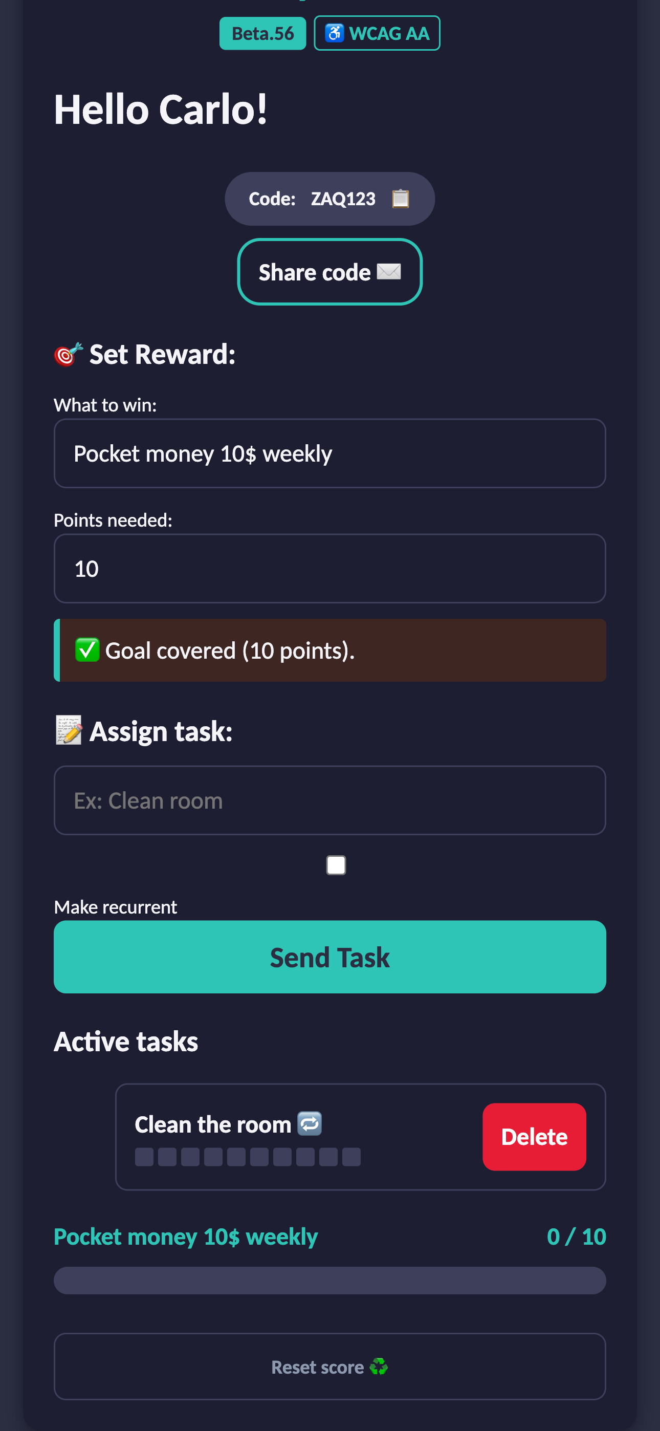 TeenyTask Screen 2